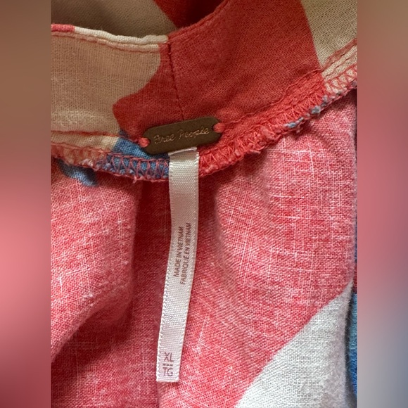 Free People Moonshine Sleeveless Tiered Midi Dress Coral Blue Floral XL Summer - Picture 8 of 12